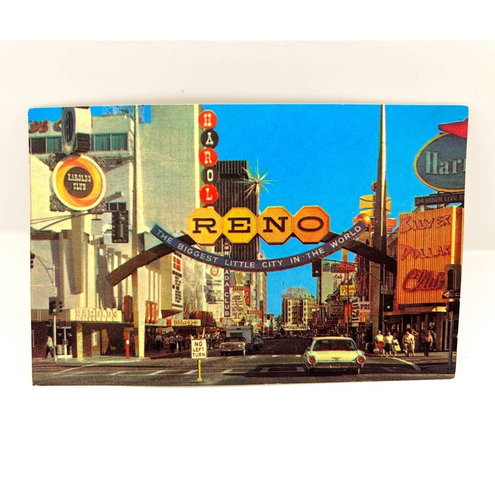 Vintage Reno, Nevada Postcard - Biggest Little City in the World! RENO Sign